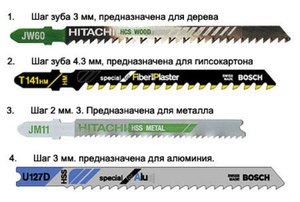 Существуют пилки для работы с деревом, металлом, пластиком и т.д.
